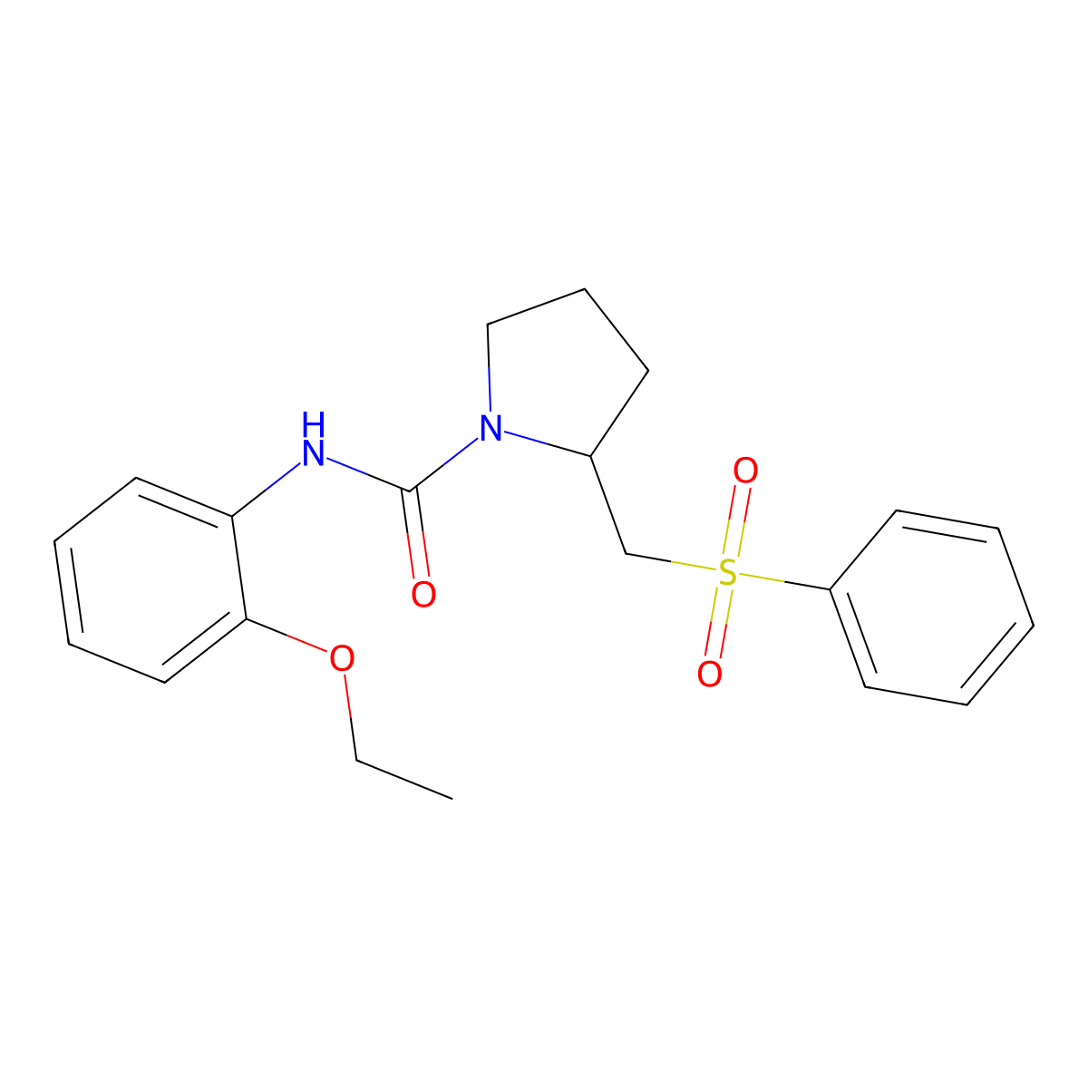 N-(2-ethoxyphenyl)-2-((phenylsulfonyl)methyl)pyrrolidine-1-carboxamide molecular structure, CAS 1448062-93-8