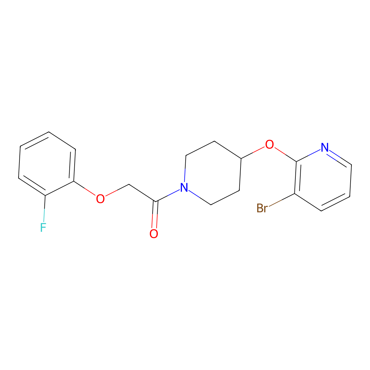 1-(4-((3-Bromopyridin-2-yl)oxy)piperidin-1-yl)-2-(2-fluorophenoxy)ethanone molecular structure, CAS 1448062-97-2