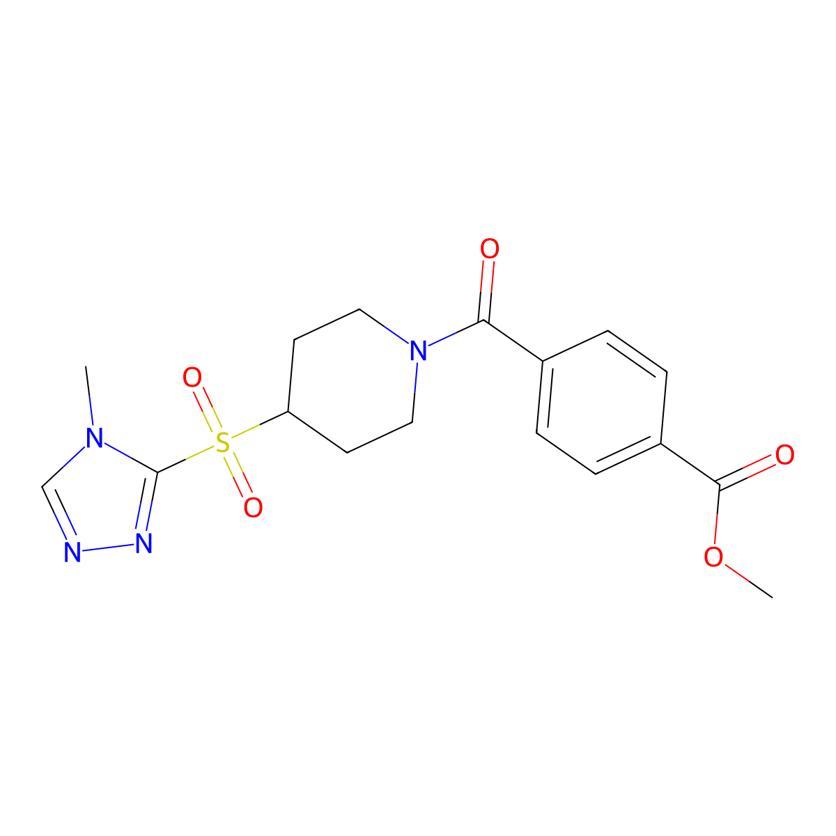 methyl 4-{4-[(4-methyl-4H-1,2,4-triazol-3-yl)sulfonyl]piperidine-1-carbonyl}benzoate molecular structure, CAS 1448063-04-4