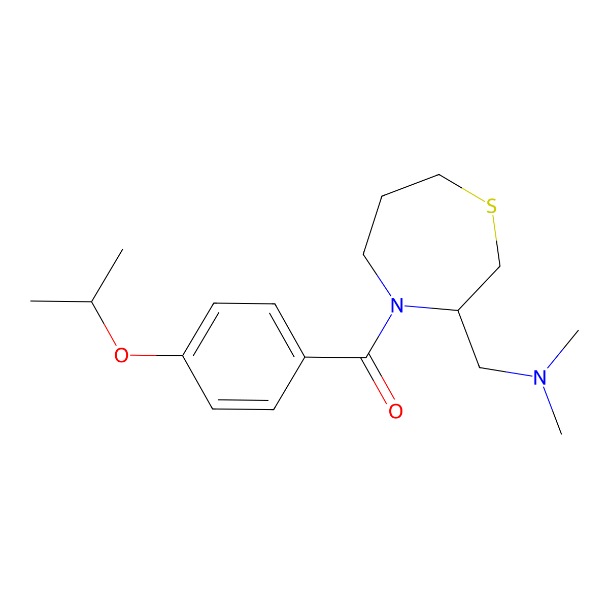 (3-((Dimethylamino)methyl)-1,4-thiazepan-4-yl)(4-isopropoxyphenyl)methanone molecular structure, CAS 1448063-20-4