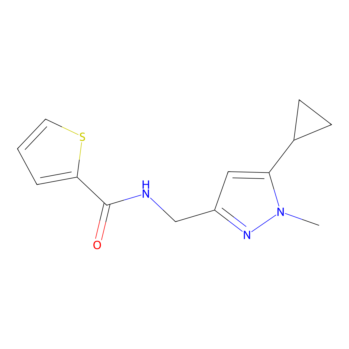 N-[(5-cyclopropyl-1-methyl-1H-pyrazol-3-yl)methyl]thiophene-2-carboxamide molecular structure, CAS 1448063-22-6