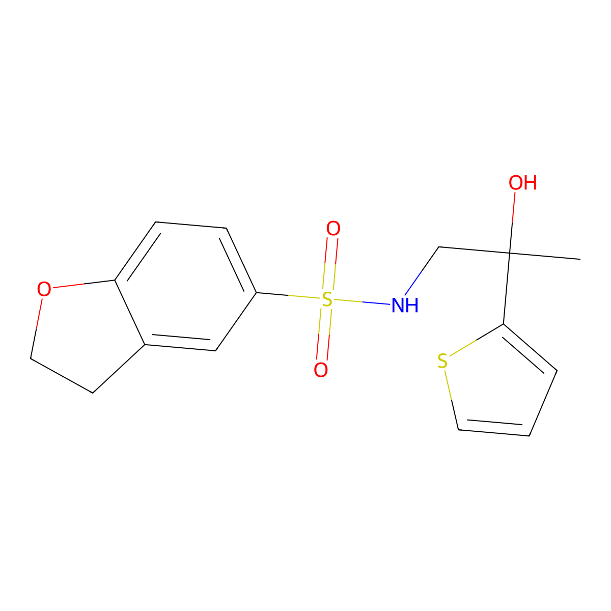 N-(2-hydroxy-2-(thiophen-2-yl)propyl)-2,3-dihydrobenzofuran-5-sulfonamide molecular structure, CAS 1448063-23-7