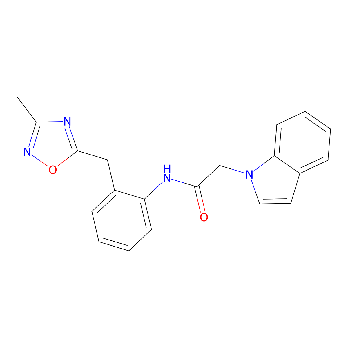 2-(1H-indol-1-yl)-N-{2-[(3-methyl-1,2,4-oxadiazol-5-yl)methyl]phenyl}acetamide molecular structure, CAS 1448063-24-8