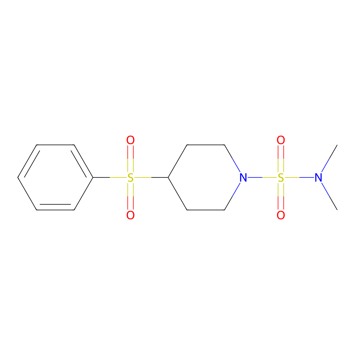 4-(Benzenesulfonyl)-N,N-dimethylpiperidine-1-sulfonamide molecular structure, CAS 1448063-26-0