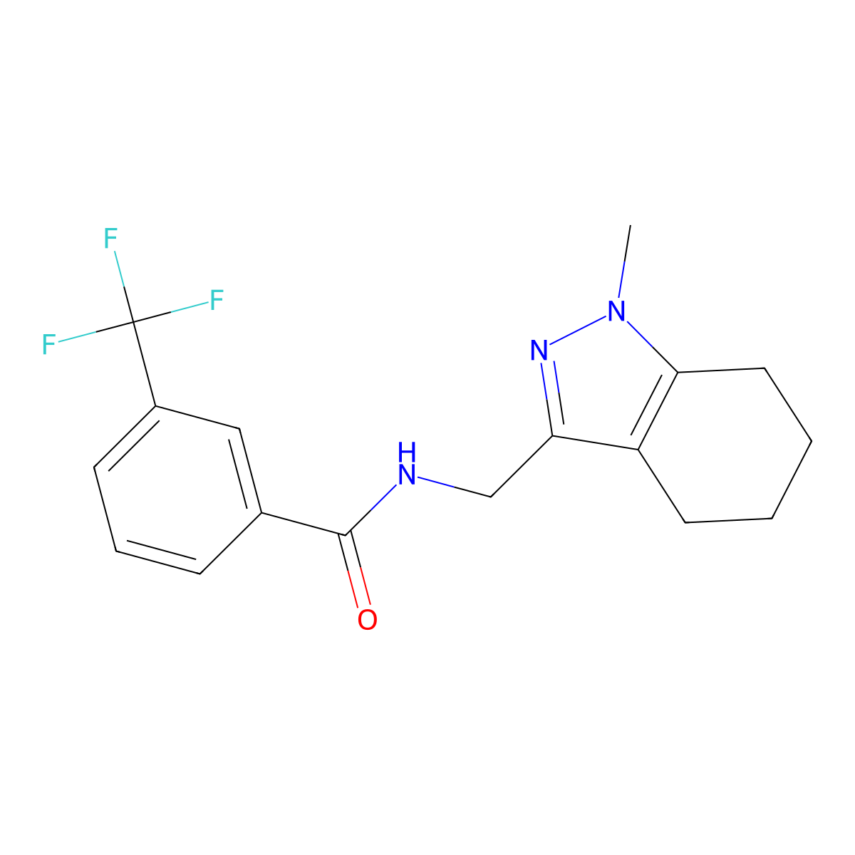 N-[(1-methyl-4,5,6,7-tetrahydro-1H-indazol-3-yl)methyl]-3-(trifluoromethyl)benzamide molecular structure, CAS 1448063-28-2