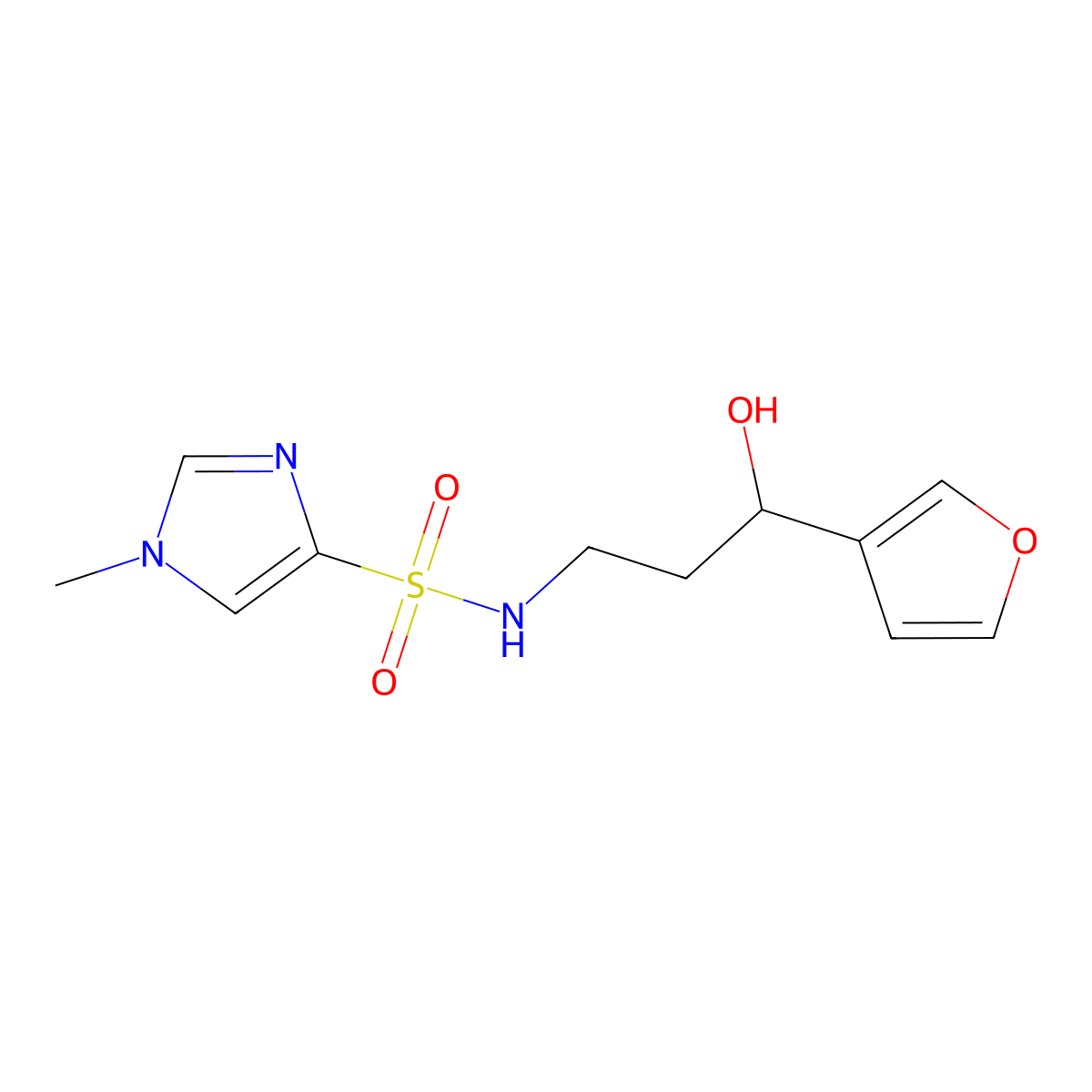 N-[3-(furan-3-yl)-3-hydroxypropyl]-1-methyl-1H-imidazole-4-sulfonamide molecular structure, CAS 1448063-30-6