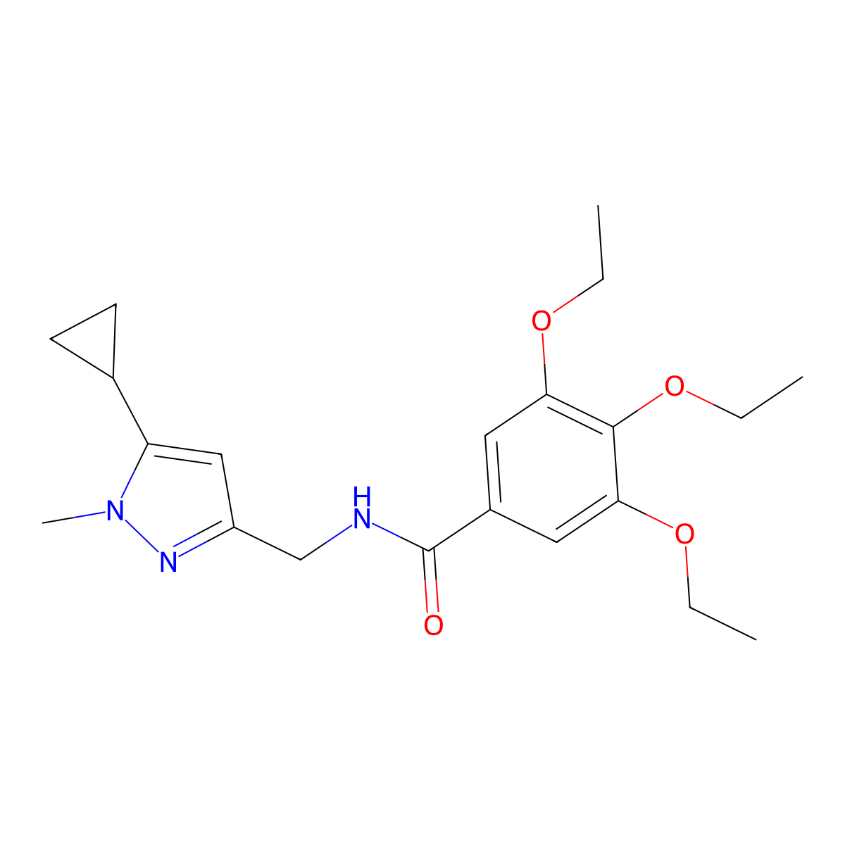 N-[(5-cyclopropyl-1-methyl-1H-pyrazol-3-yl)methyl]-3,4,5-triethoxybenzamide molecular structure, CAS 1448063-31-7