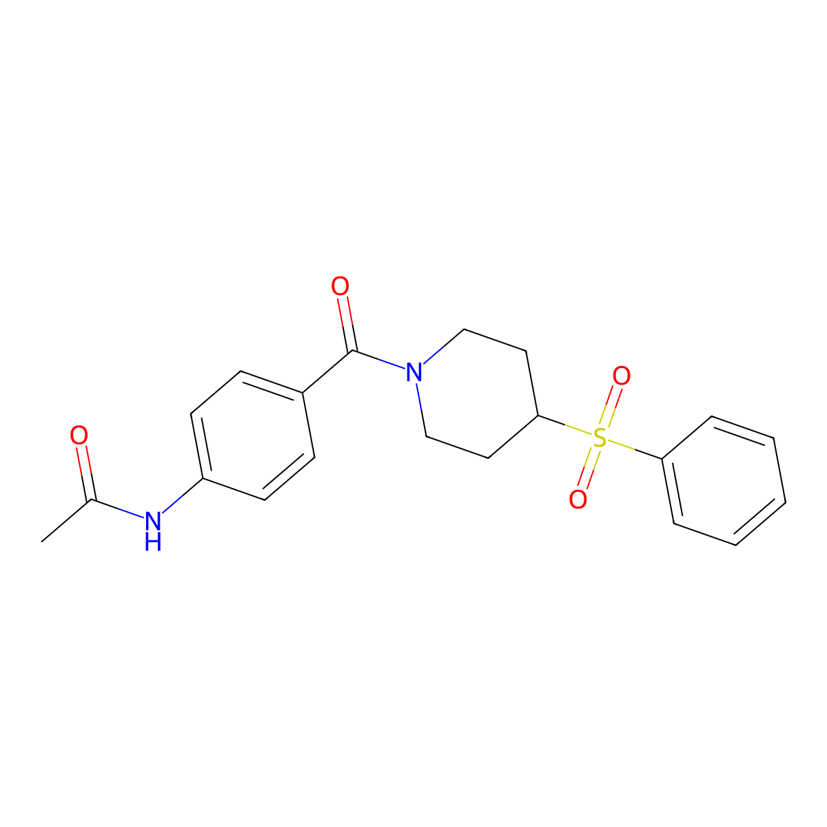 N-(4-(4-(phenylsulfonyl)piperidine-1-carbonyl)phenyl)acetamide molecular structure, CAS 1448063-34-0