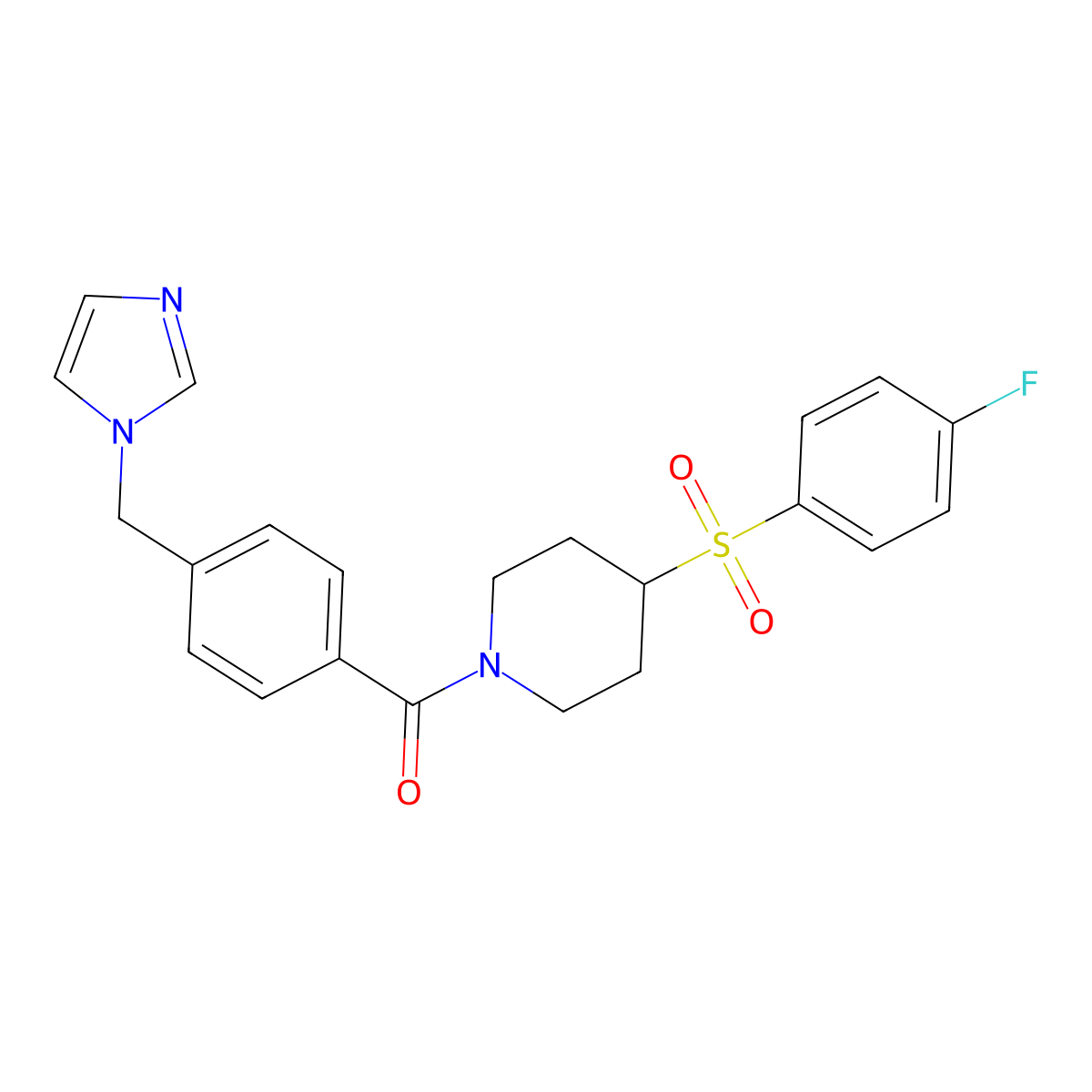 (4-((1H-imidazol-1-yl)methyl)phenyl)(4-((4-fluorophenyl)sulfonyl)piperidin-1-yl)methanone molecular structure, CAS 1448063-41-9