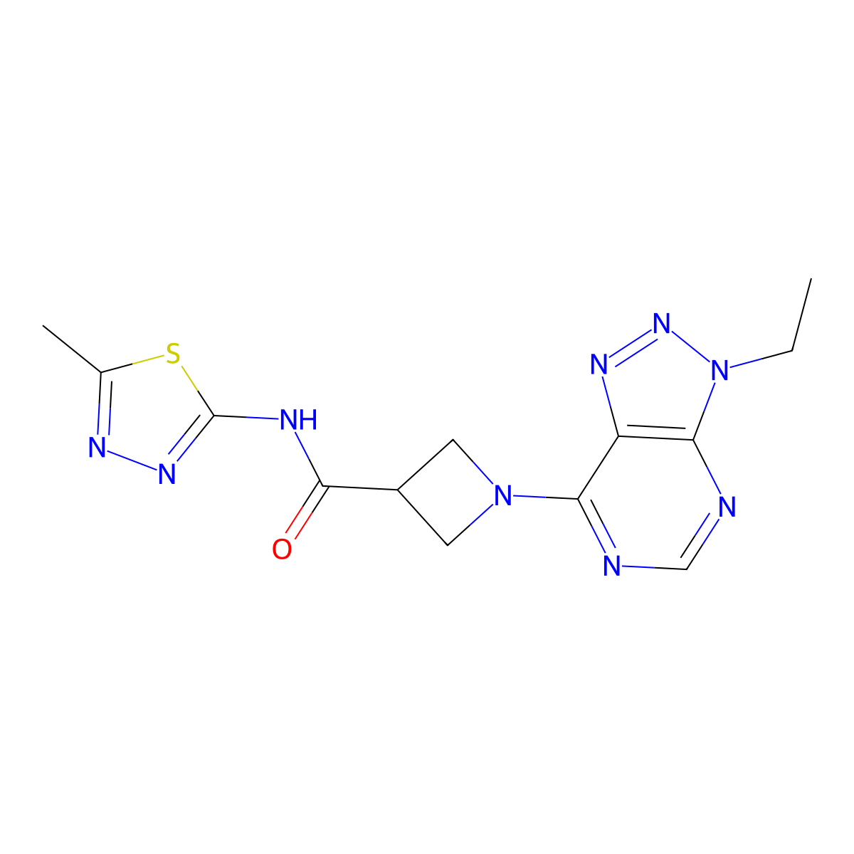 1-(3-ethyl-3H-[1,2,3]triazolo[4,5-d]pyrimidin-7-yl)-N-(5-methyl-1,3,4-thiadiazol-2-yl)azetidine-3-carboxamide molecular structure, CAS 1448063-44-2