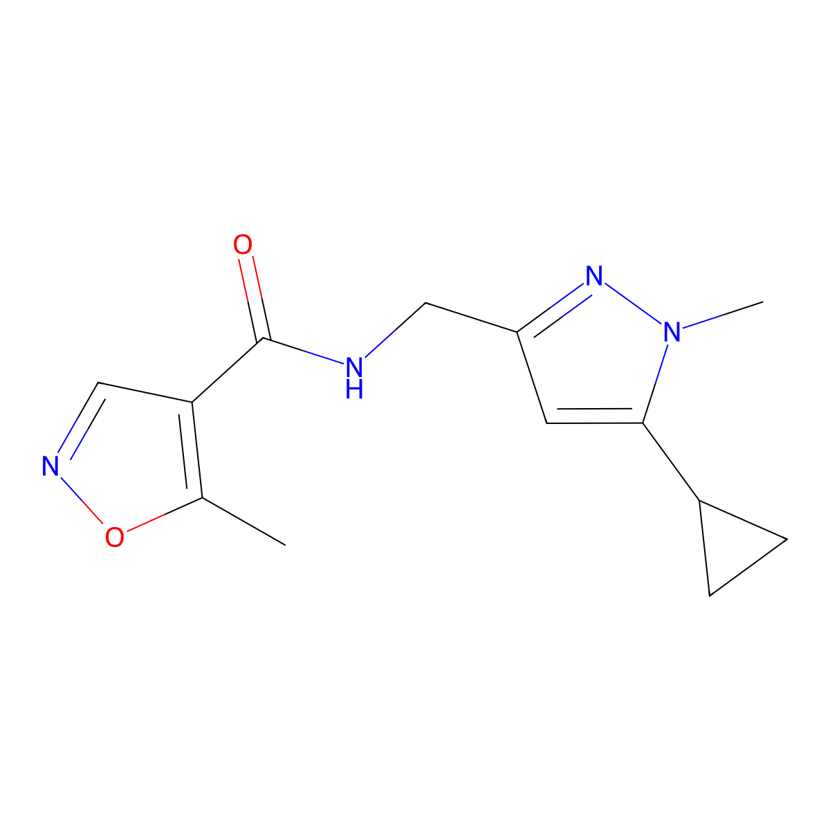 N-((5-cyclopropyl-1-methyl-1H-pyrazol-3-yl)methyl)-5-methylisoxazole-4-carboxamide molecular structure, CAS 1448063-45-3