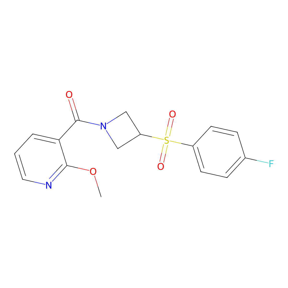 (3-((4-Fluorophenyl)sulfonyl)azetidin-1-yl)(2-methoxypyridin-3-yl)methanone molecular structure, CAS 1448063-47-5