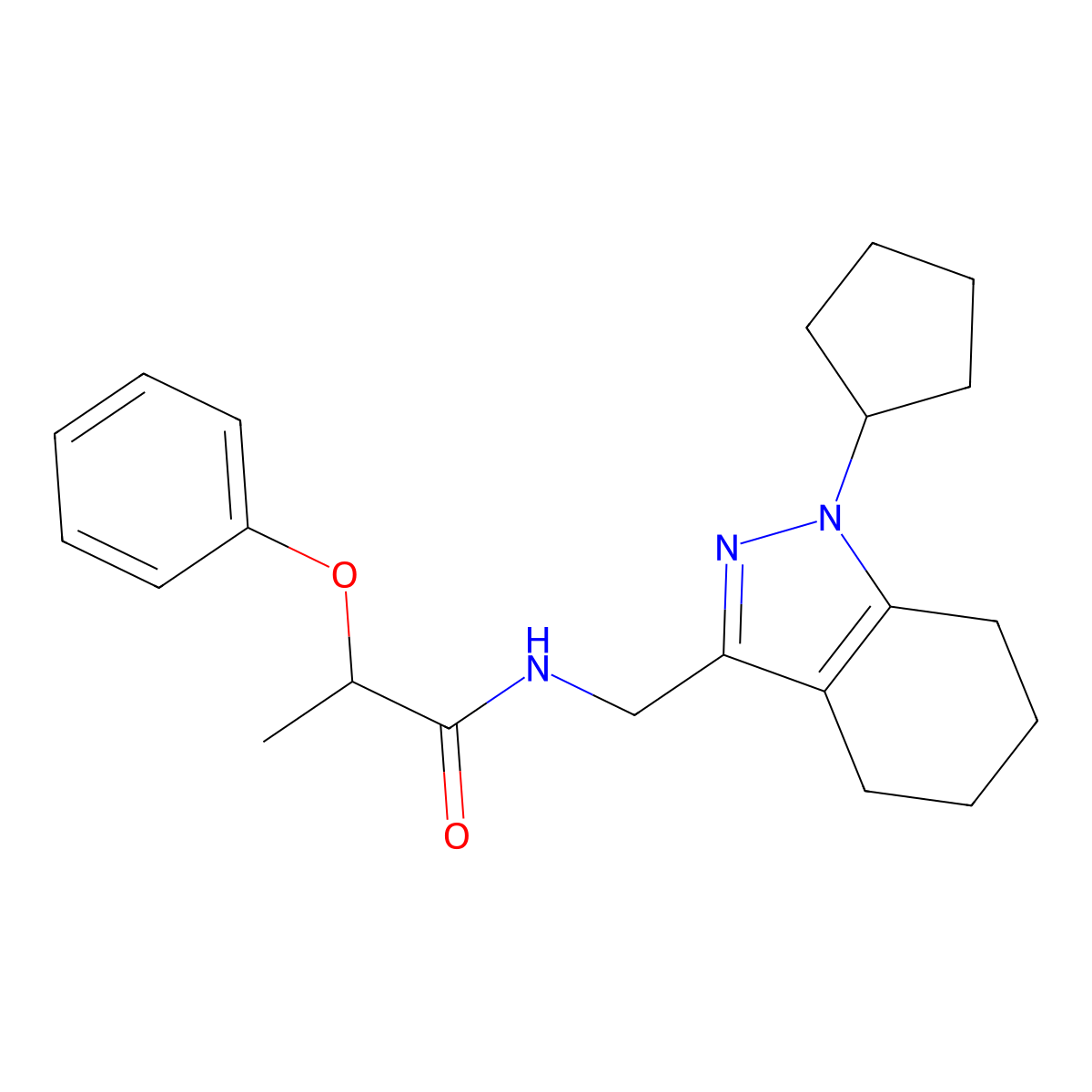 N-[(1-cyclopentyl-4,5,6,7-tetrahydro-1H-indazol-3-yl)methyl]-2-phenoxypropanamide molecular structure, CAS 1448063-53-3