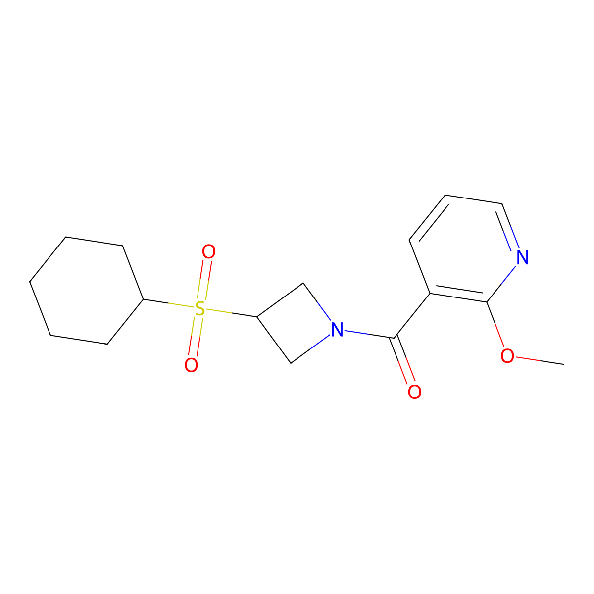 (3-(Cyclohexylsulfonyl)azetidin-1-yl)(2-methoxypyridin-3-yl)methanone molecular structure, CAS 1448063-58-8
