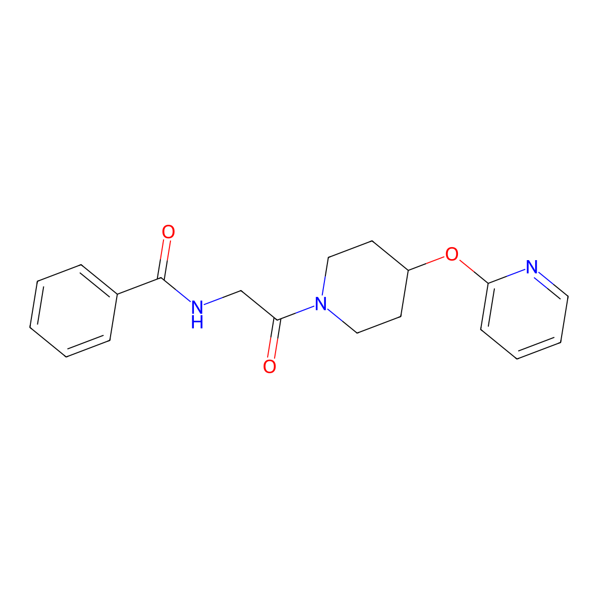 N-{2-Oxo-2-[4-(pyridin-2-yloxy)piperidin-1-YL]ethyl}benzamide molecular structure, CAS 1448063-59-9