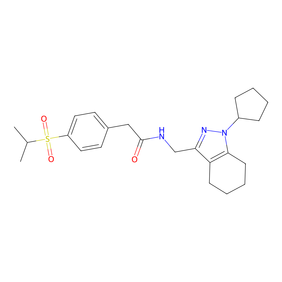 N-((1-cyclopentyl-4,5,6,7-tetrahydro-1H-indazol-3-yl)methyl)-2-(4-(isopropylsulfonyl)phenyl)acetamide molecular structure, CAS 1448063-62-4