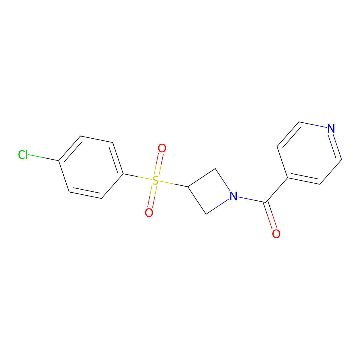 (3-((4-Chlorophenyl)sulfonyl)azetidin-1-yl)(pyridin-4-yl)methanone molecular structure, CAS 1448063-64-6