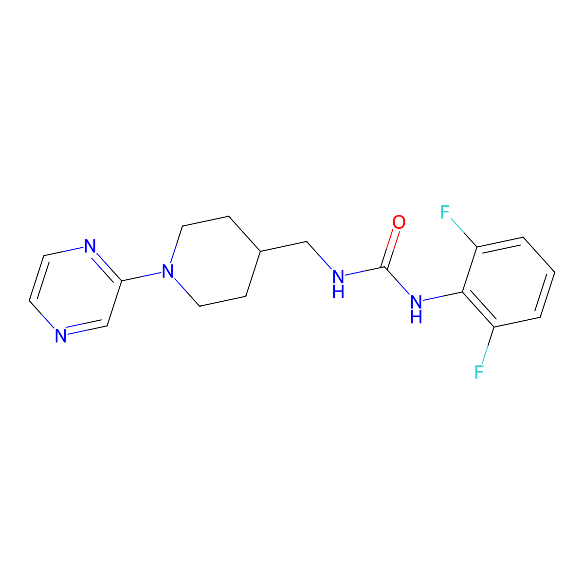 1-(2,6-Difluorophenyl)-3-((1-(pyrazin-2-yl)piperidin-4-yl)methyl)urea molecular structure, CAS 1448063-66-8