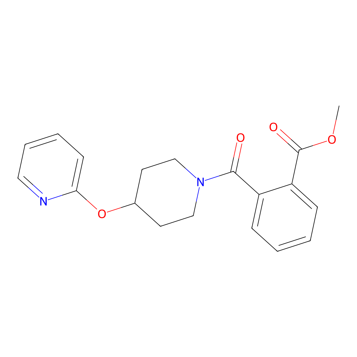 Methyl 2-[4-(pyridin-2-yloxy)piperidine-1-carbonyl]benzoate molecular structure, CAS 1448063-68-0