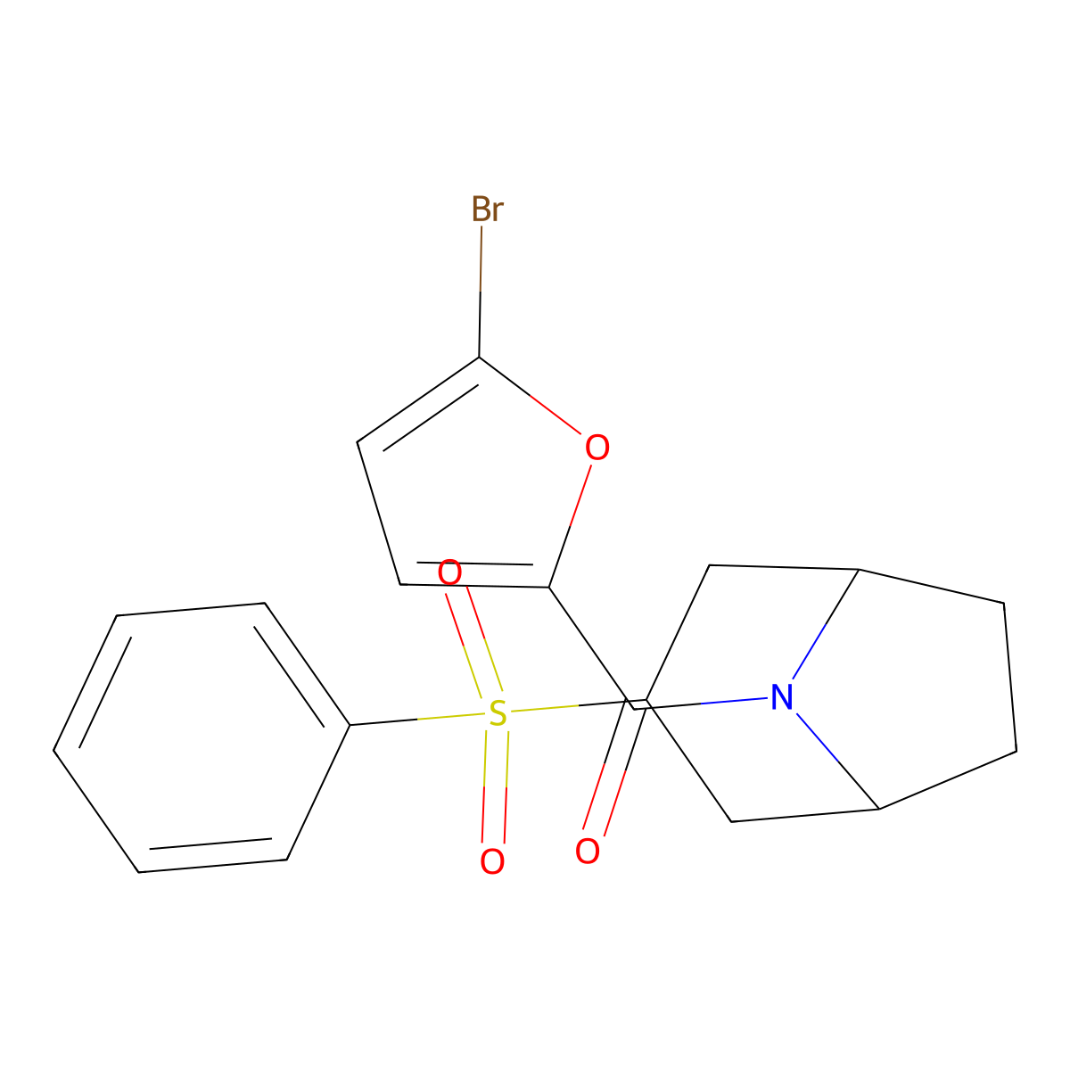 (5-bromofuran-2-yl)((1R,5S)-3-(phenylsulfonyl)-8-azabicyclo[3.2.1]octan-8-yl)methanone molecular structure, CAS 1448063-69-1
