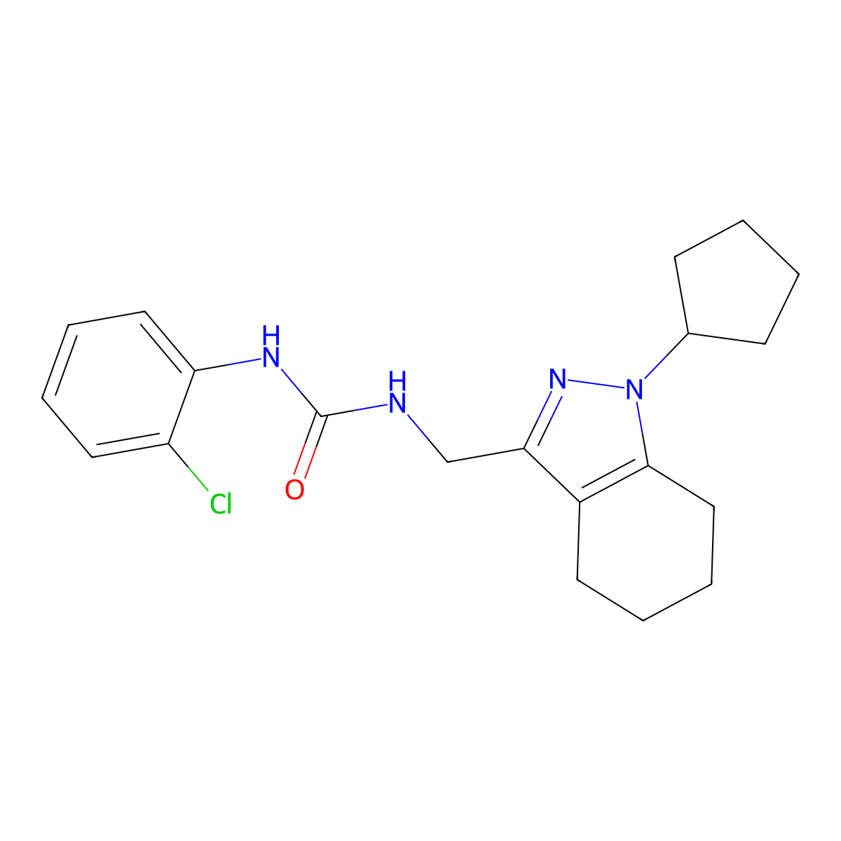 1-(2-chlorophenyl)-3-((1-cyclopentyl-4,5,6,7-tetrahydro-1H-indazol-3-yl)methyl)urea molecular structure, CAS 1448063-70-4