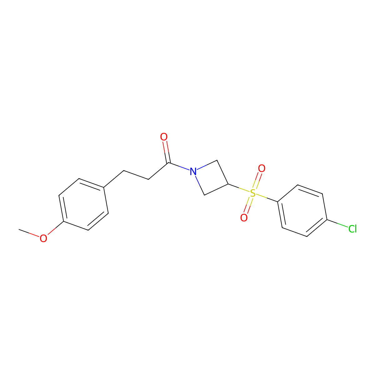 1-(3-((4-Chlorophenyl)sulfonyl)azetidin-1-yl)-3-(4-methoxyphenyl)propan-1-one molecular structure, CAS 1448063-71-5