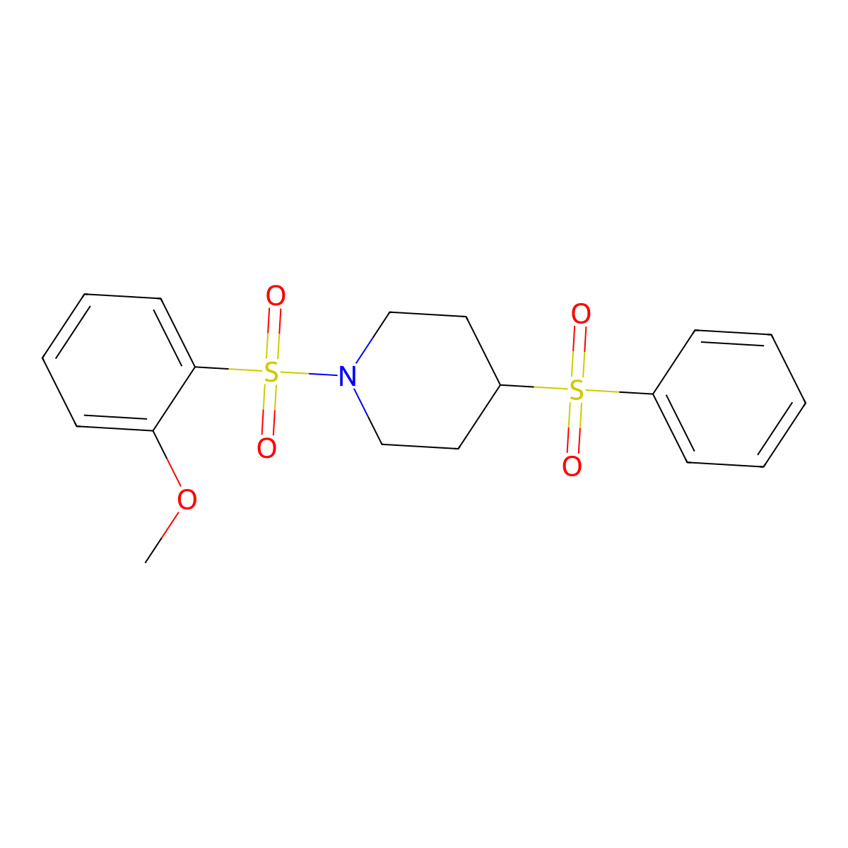 1-((2-Methoxyphenyl)sulfonyl)-4-(phenylsulfonyl)piperidine molecular structure, CAS 1448063-75-9