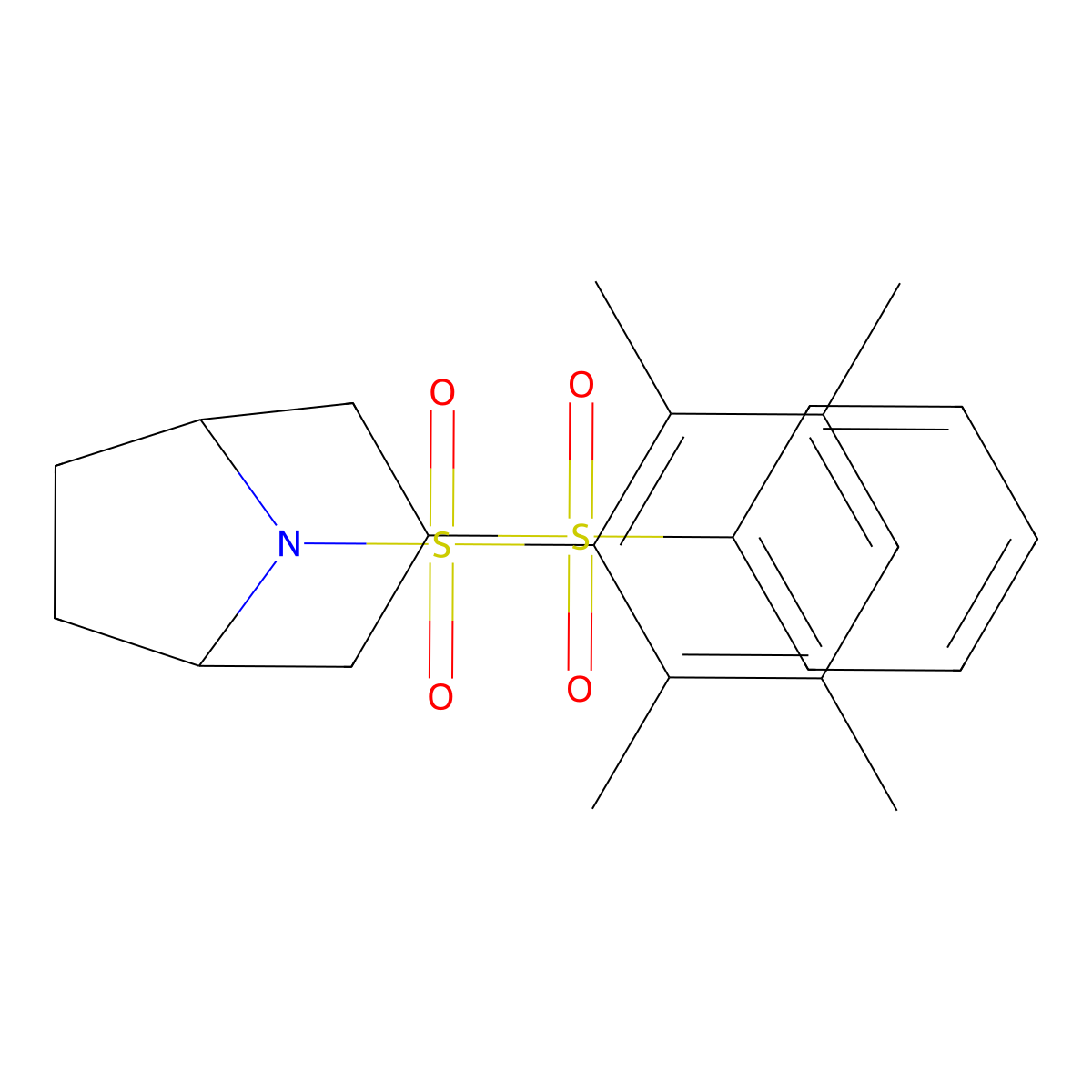 (1R,5S)-3-(phenylsulfonyl)-8-((2,3,5,6-tetramethylphenyl)sulfonyl)-8-azabicyclo[3.2.1]octane molecular structure, CAS 1448063-77-1