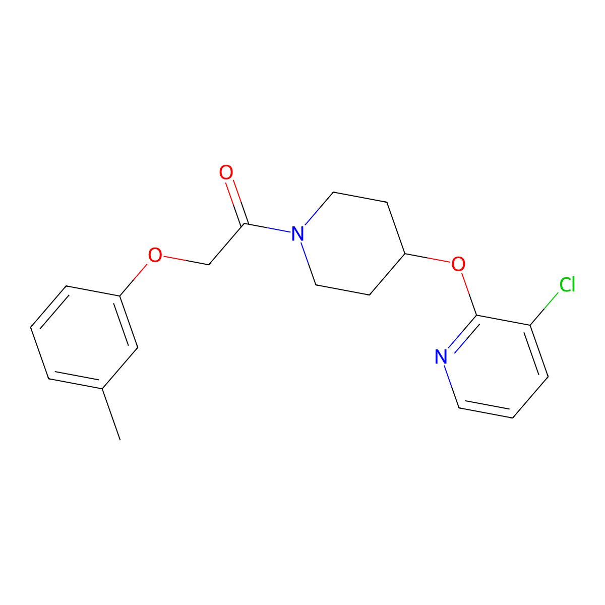 1-(4-((3-Chloropyridin-2-yl)oxy)piperidin-1-yl)-2-(m-tolyloxy)ethanone molecular structure, CAS 1448063-86-2