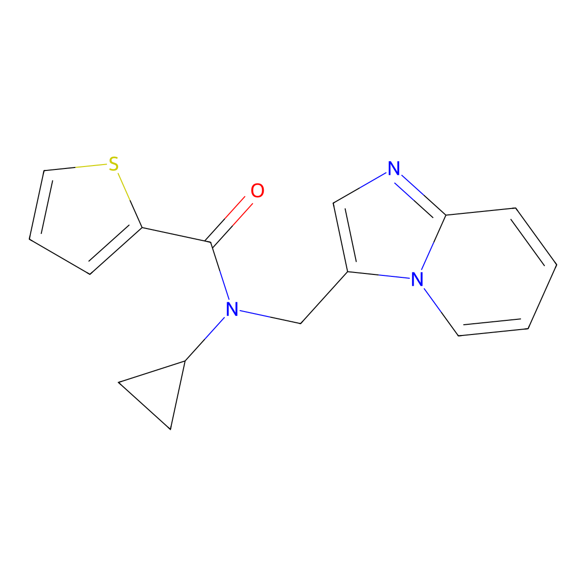 N-cyclopropyl-N-(imidazo[1,2-a]pyridin-3-ylmethyl)thiophene-2-carboxamide molecular structure, CAS 1448063-87-3