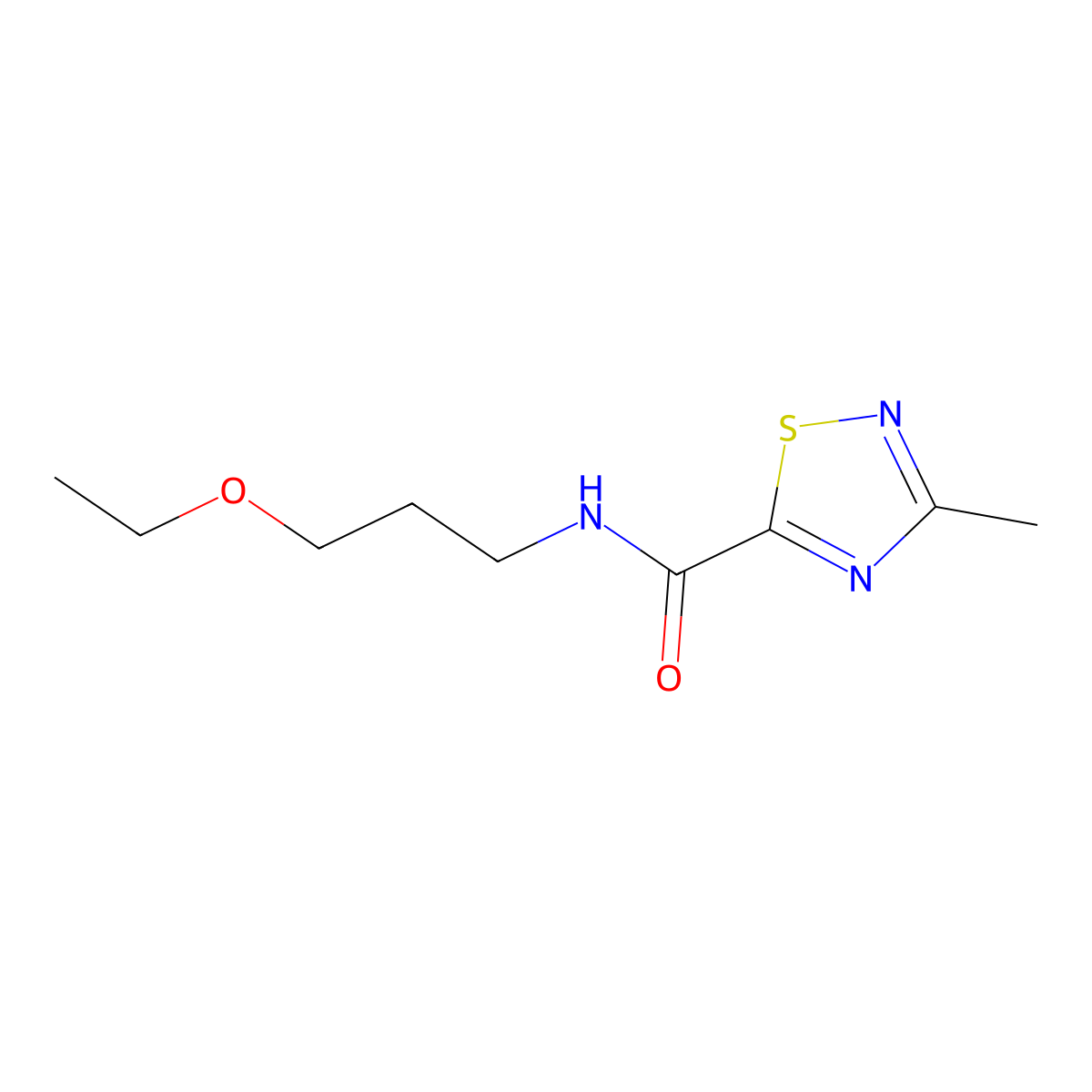 N-(3-ethoxypropyl)-3-methyl-1,2,4-thiadiazole-5-carboxamide molecular structure, CAS 1448063-89-5