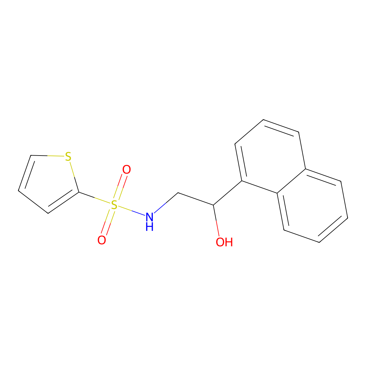 N-(2-hydroxy-2-(naphthalen-1-yl)ethyl)thiophene-2-sulfonamide molecular structure, CAS 1448063-99-7
