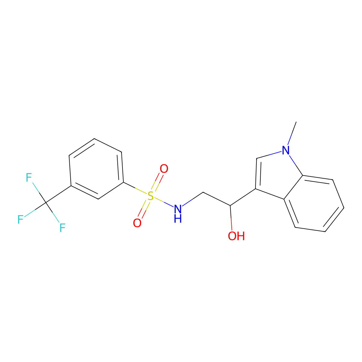 N-(2-hydroxy-2-(1-methyl-1H-indol-3-yl)ethyl)-3-(trifluoromethyl)benzenesulfonamide molecular structure, CAS 1448064-00-3