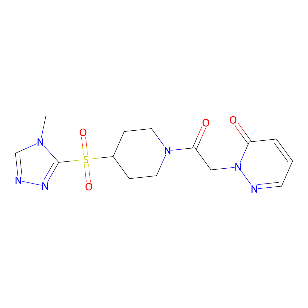 2-(2-(4-((4-methyl-4H-1,2,4-triazol-3-yl)sulfonyl)piperidin-1-yl)-2-oxoethyl)pyridazin-3(2H)-one molecular structure, CAS 1448064-02-5