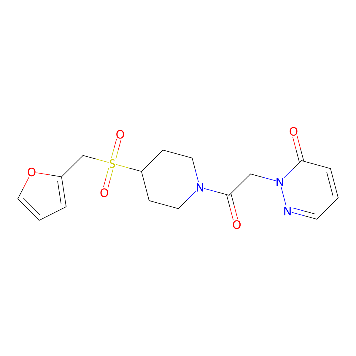 2-(2-(4-((furan-2-ylmethyl)sulfonyl)piperidin-1-yl)-2-oxoethyl)pyridazin-3(2H)-one molecular structure, CAS 1448064-04-7