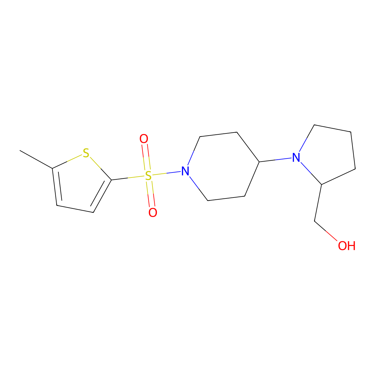 (1-{1-[(5-Methylthiophen-2-yl)sulfonyl]piperidin-4-yl}pyrrolidin-2-yl)methanol molecular structure, CAS 1448064-06-9
