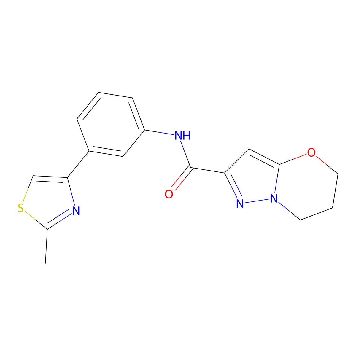 N-(3-(2-methylthiazol-4-yl)phenyl)-6,7-dihydro-5H-pyrazolo[5,1-b][1,3]oxazine-2-carboxamide molecular structure, CAS 1448064-08-1