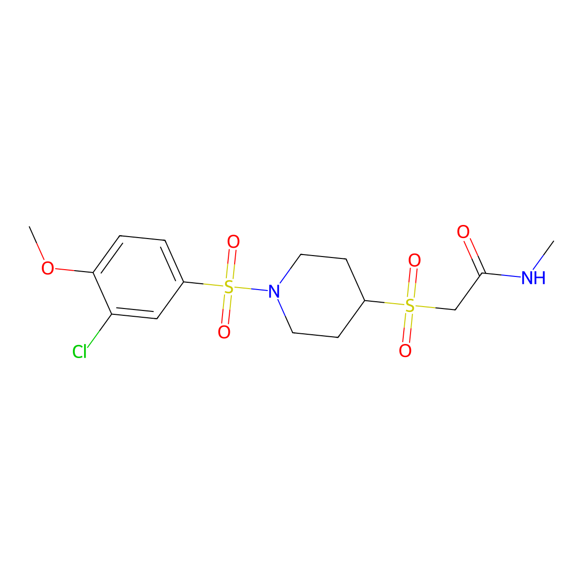 2-((1-((3-chloro-4-methoxyphenyl)sulfonyl)piperidin-4-yl)sulfonyl)-N-methylacetamide molecular structure, CAS 1448064-10-5