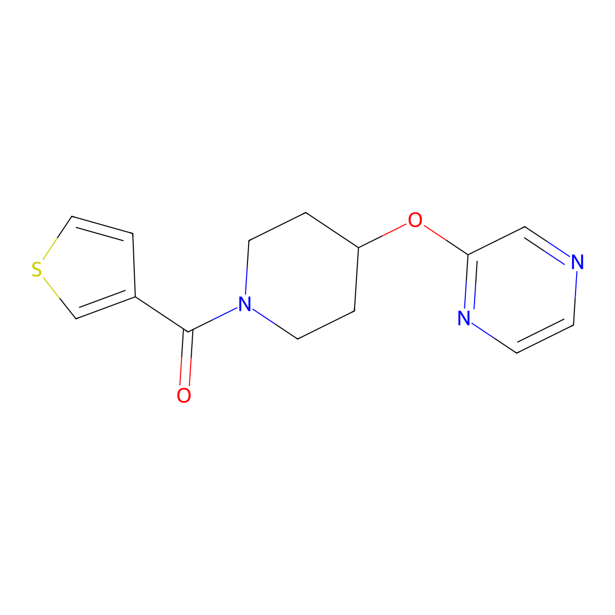 (4-(Pyrazin-2-yloxy)piperidin-1-yl)(thiophen-3-yl)methanone molecular structure, CAS 1448064-14-9