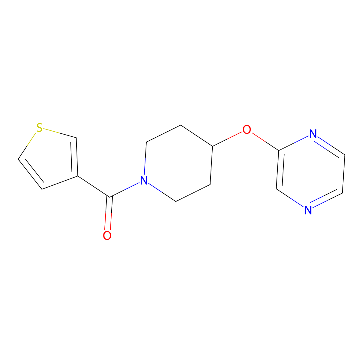 (4-(Pyrazin-2-yloxy)piperidin-1-yl)(thiophen-3-yl)methanone molecular structure, CAS 1448064-14-9