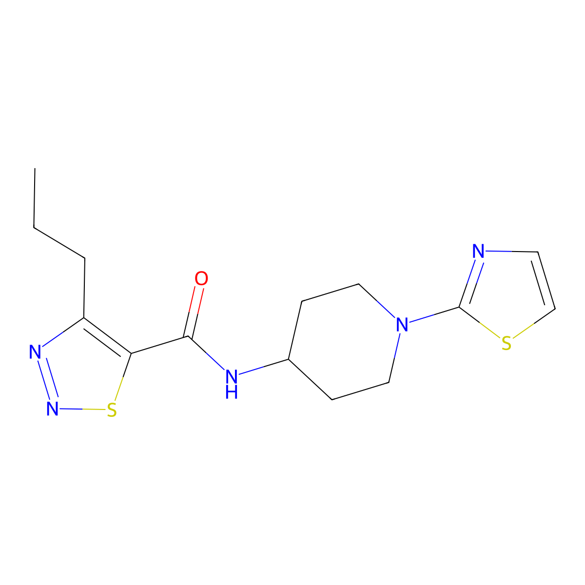 4-propyl-N-(1-(thiazol-2-yl)piperidin-4-yl)-1,2,3-thiadiazole-5-carboxamide molecular structure, CAS 1448064-16-1
