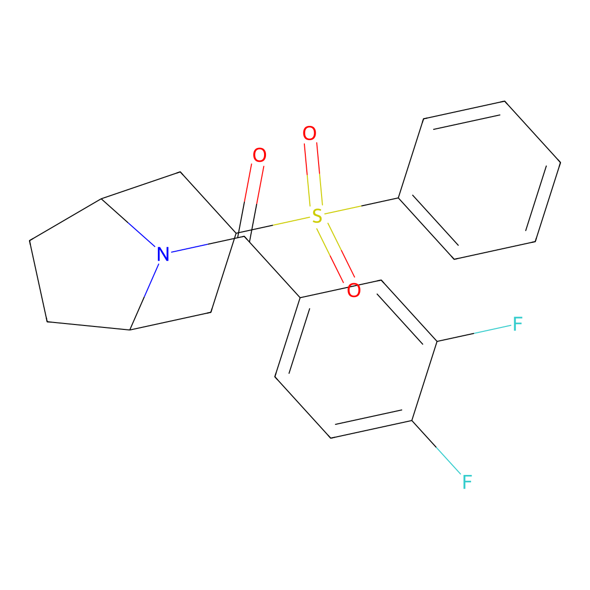 (3,4-difluorophenyl)((1R,5S)-3-(phenylsulfonyl)-8-azabicyclo[3.2.1]octan-8-yl)methanone molecular structure, CAS 1448064-18-3