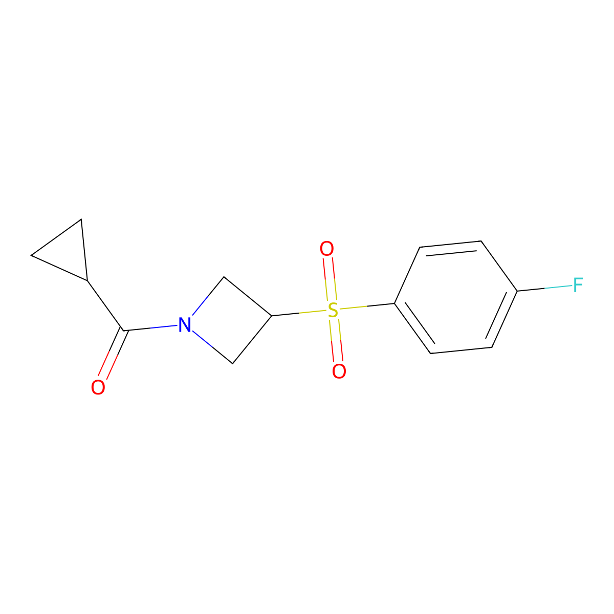 Cyclopropyl(3-((4-fluorophenyl)sulfonyl)azetidin-1-yl)methanone molecular structure, CAS 1448064-19-4