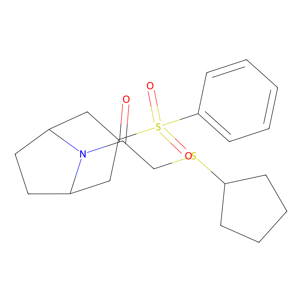 2-(cyclopentylthio)-1-((1R,5S)-3-(phenylsulfonyl)-8-azabicyclo[3.2.1]octan-8-yl)ethanone molecular structure, CAS 1448064-24-1
