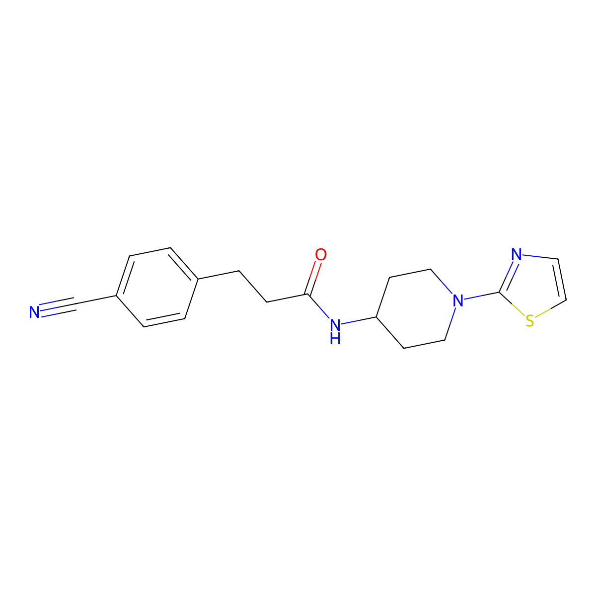 3-(4-cyanophenyl)-N-(1-(thiazol-2-yl)piperidin-4-yl)propanamide molecular structure, CAS 1448064-26-3
