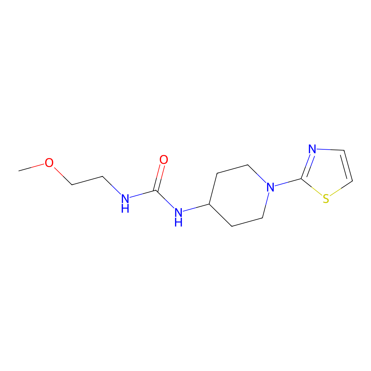 1-(2-Methoxyethyl)-3-(1-(thiazol-2-yl)piperidin-4-yl)urea molecular structure, CAS 1448064-32-1