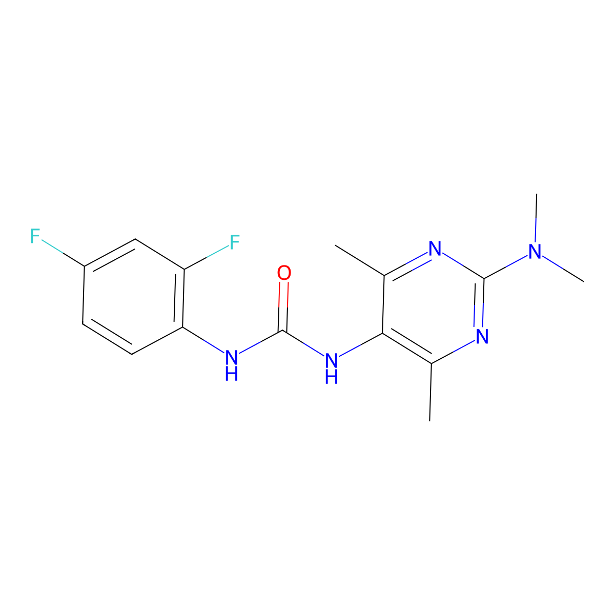 1-(2,4-Difluorophenyl)-3-[2-(dimethylamino)-4,6-dimethylpyrimidin-5-YL]urea molecular structure, CAS 1448064-35-4