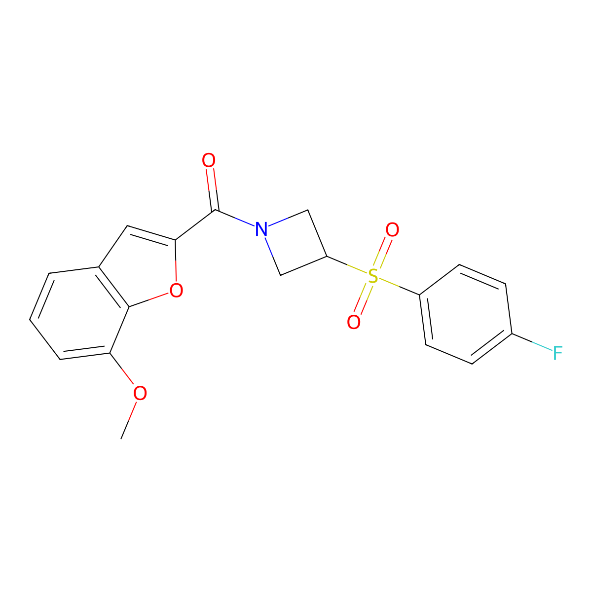 (3-((4-Fluorophenyl)sulfonyl)azetidin-1-yl)(7-methoxybenzofuran-2-yl)methanone molecular structure, CAS 1448064-37-6