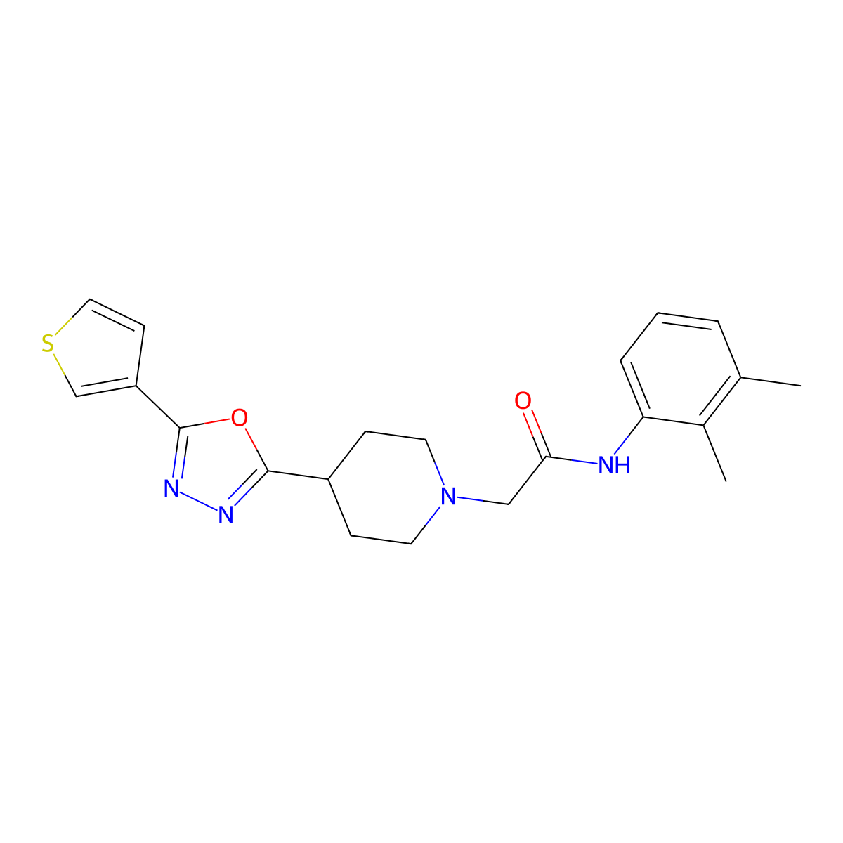N-(2,3-Dimethylphenyl)-2-{4-[5-(thiophen-3-YL)-1,3,4-oxadiazol-2-YL]piperidin-1-YL}acetamide molecular structure, CAS 1448064-39-8