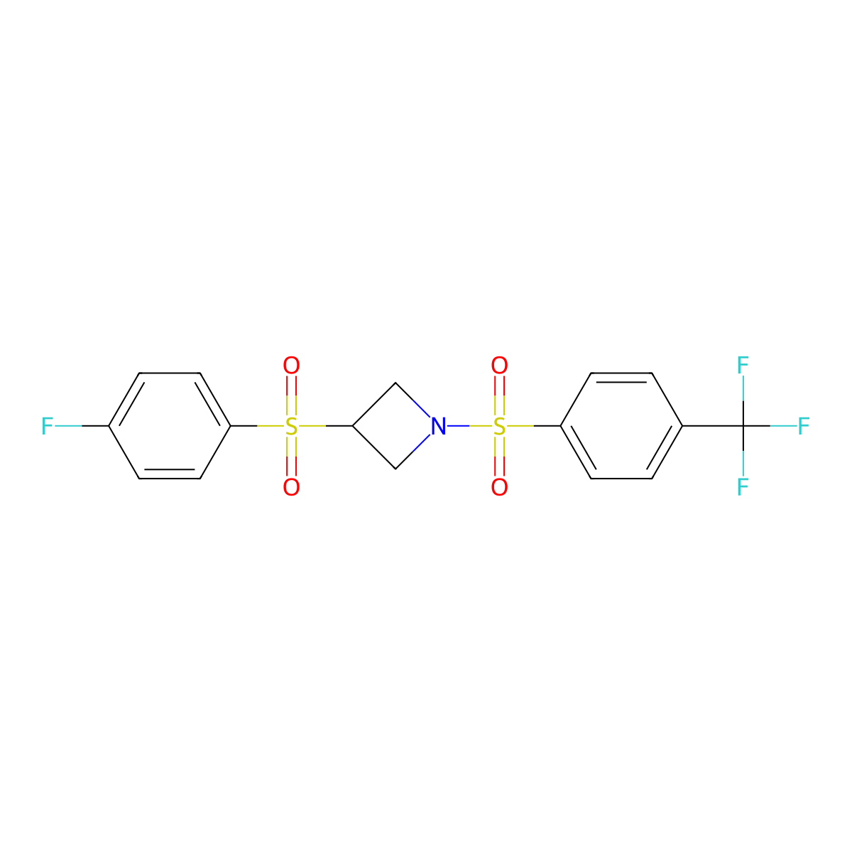 3-((4-Fluorophenyl)sulfonyl)-1-((4-(trifluoromethyl)phenyl)sulfonyl)azetidine molecular structure, CAS 1448064-42-3